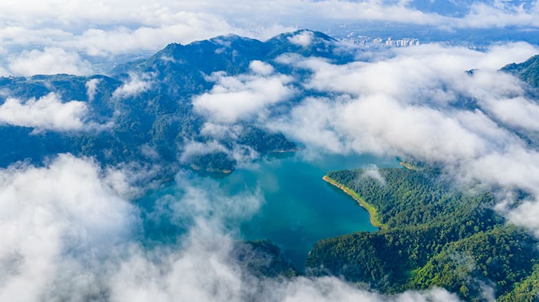 专家称广西梧州茶山水库云雾缭绕现象是全球气候变化的最新体现